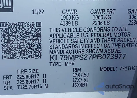 2023 Chevrolet Trailblazer Fwd Lt from USA, damaged, VIN KL79MPS27PB073977